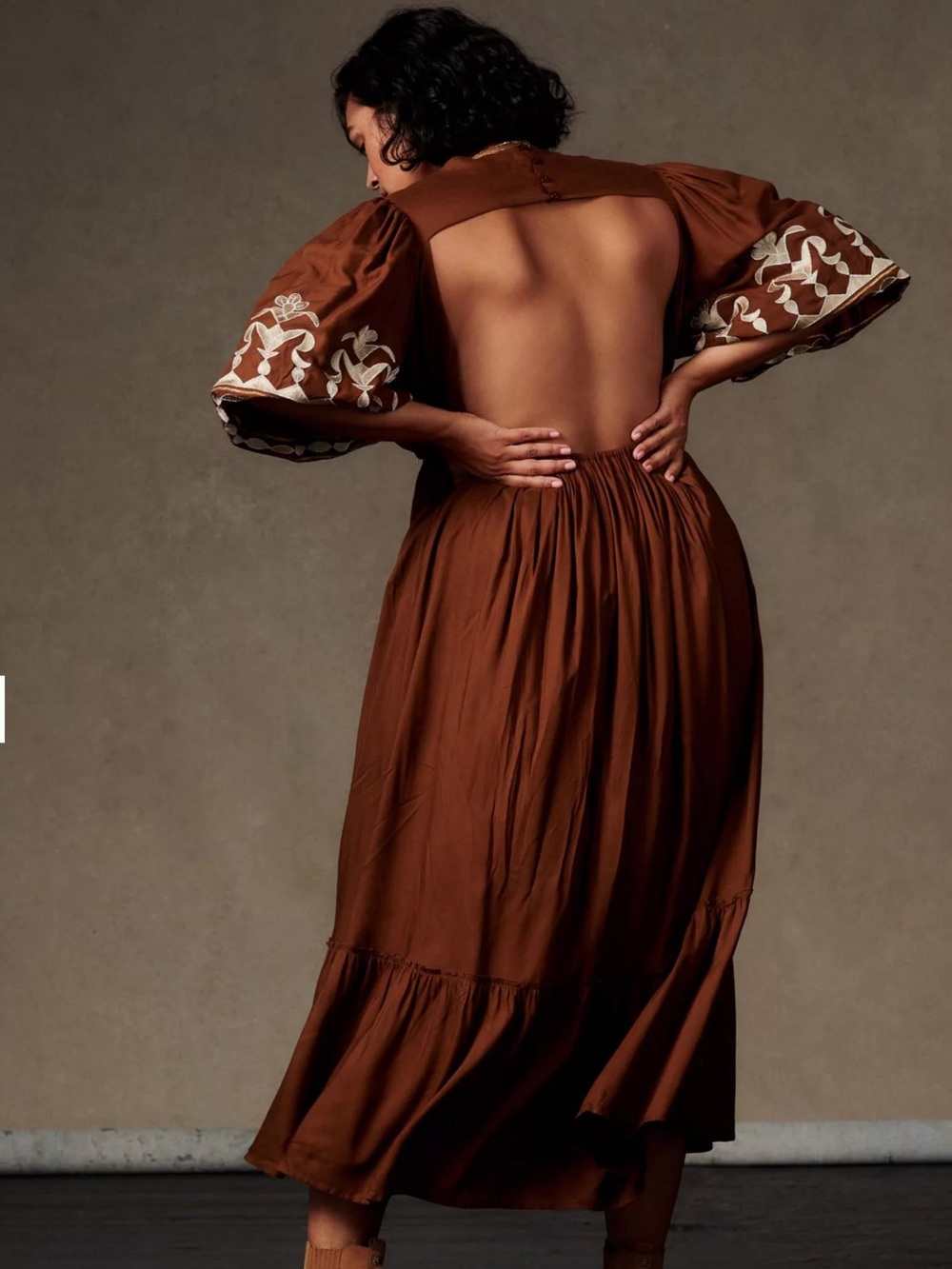 Anthropologie Let Me Be Embroidered Open-Back Maxi Dress Size S - Picture 8 of 13